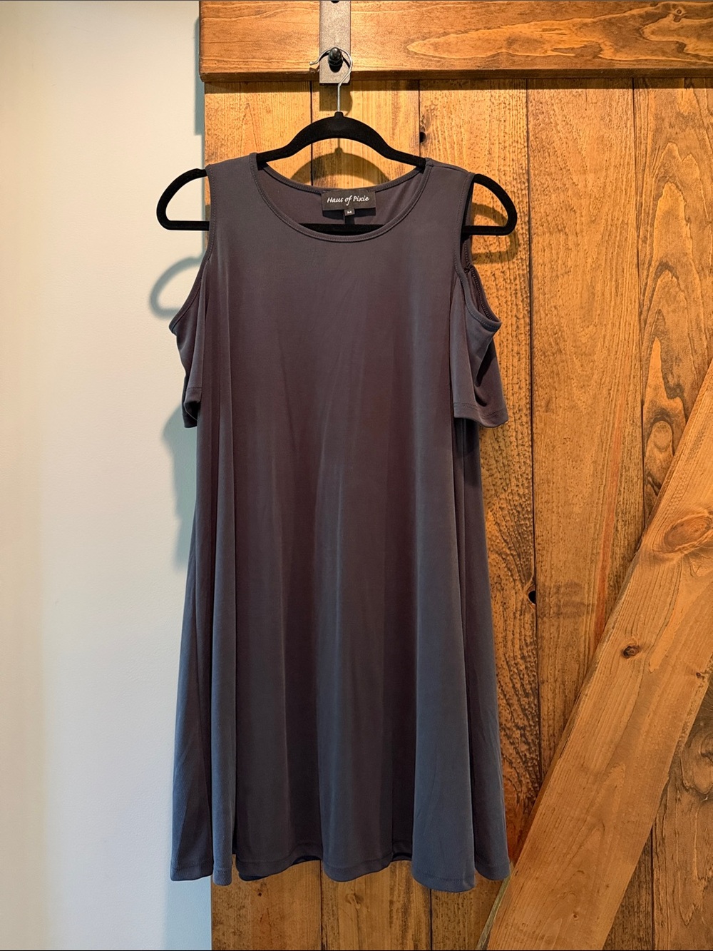 Women's Cold-Shoulder Swing Dress in Slate Gray